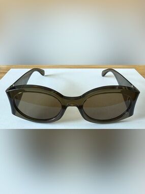 Ferragamo SF2008S 320 Transparent Khaki Oval Sunglasses w/ Original Case